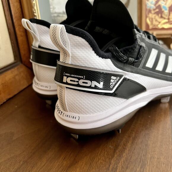 Adidas Icon 7 Boost Baseball Cleats Size 13 Metal Black White FY4178 NWT - Picture 2 of 8